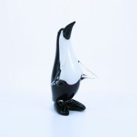 水晶玻璃摆件现代艺术家居琉璃桌面摆设工艺品 中企鹅 弯/直黑白色琉璃摆件（2件/套）XSJ-103