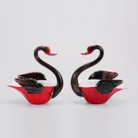 水晶玻璃摆件现代艺术家居琉璃家居工艺品摆件 大红色满载而归鹅XSJ-124