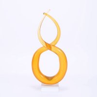 水晶玻璃摆件现代艺术家居琉璃桌面摆设工艺品 茶色E-2异形琉璃摆件XSJ-135