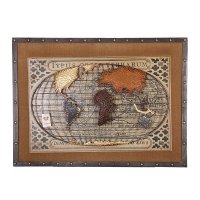 地球外表图铁制造型摆件装饰、挂件麻布挂壁  80*7*60H CM 3AB1209