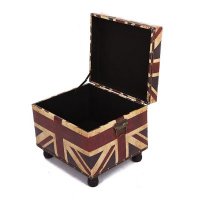 米字图案皮面材质木制品方形矮收纳凳11B172