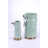 绿色陶瓷+树脂+铜花 瓶/装饰摆件ATKNYCNY-1442/ATKNYCNY-1443