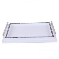 长方形黑贝不锈钢手挽白托盘ATHD307-MOP/P