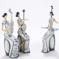 欧式创意高档树脂乐器女人摆件客厅新婚桌面工艺装饰品摆件1110001-T53