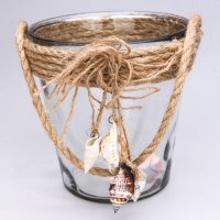 创意田园麻绳编织透明玻璃花瓶 时尚家居饰品客厅花器花瓶花插摆件4件套LJRZ-01