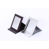 高端便捷携带PU材质包裹 折叠化妆镜子PY-JZ012