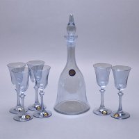 欧式创意无铅玻璃水晶酒具家居样板房酒店电镀水蓝色水晶玻璃明料酒具7件套CX71-020394