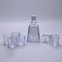 欧式创意无铅玻璃水晶酒具家居样板房酒店电镀水蓝色水晶玻璃酒具7件套CX71-922201