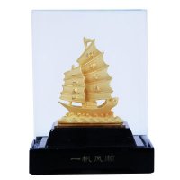富贵居 家居公司办公室摆件绒沙金工艺品特小迷你一帆风顺商务会议庆典开业乔迁同学朋友送礼礼品