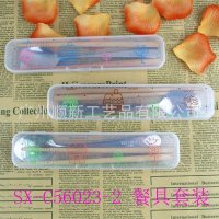 【2015新品】工厂低价批发卡通便携式筷子勺子两件套环保餐具组SX-C56023-2