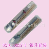 【2015新品】工厂低价批发卡通便携式筷子勺子两件套环保餐具组SX-C56032-1