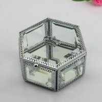 玻璃永生花收纳盒玻璃工艺首饰盒珠宝盒婚礼赠品 玻璃首饰盒 皇冠珠宝盒 婚礼赠品 家居摆件 家居饰品