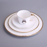 现代咖啡杯盘杯碟4件套装 奥兰登金边白色创意椅子造型低骨瓷罗马杯碟盘 家居饰品礼品（不开发票） 2