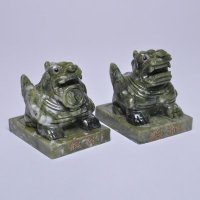 入伙送礼家居摆设青色小小坐貔貅2件套摆件NH-04