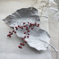 印度进口/铜制品/银色/树叶造型/托盘/点心盘/摆件/家居用品/餐厅