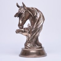 仿铜母子马头摆件树脂马头摆件仿铜树脂动物摆件工艺品家居饰品12924