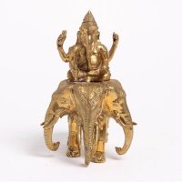 青铜镀金骑象印度财神招财佛像高档摆件F4-0053