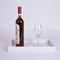 白色PU皮革欧式高档托盘茶盘果盘酒水储物盘餐厅酒店家庭办公用品（不开发票）CH808-2