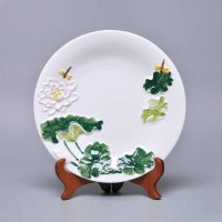 欧美田园 现代居家装饰 荷之魅影 陶瓷彩绘 装饰花盘 挂盘 坐盘（不含架）HZMY-005-CH