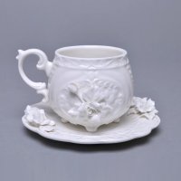 欧式咖啡厅酒店骨瓷陶瓷咖啡杯碟套装白玫瑰浮雕杯奶茶杯TC-10-GDHW004/1-NH