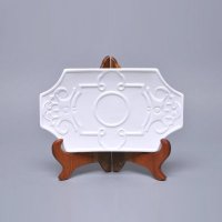 皇家园林白色雕纹小长方盘陶瓷平盘装饰盘餐具摆件（不含木架）TC-11-HJYL-010-B