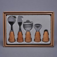 zakka 榉木笑脸木柄不锈钢餐具 可爱烘焙套装 创意厨房用具RP-KA-14-015