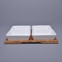 简约现代1套4件陶瓷干果盘客厅/餐厅大号方碟拼盘  RP-TWD0061