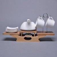 简约现代客厅/餐厅1套5件简约现代客厅/餐厅白色+陶瓷 木制咖啡具ytc010