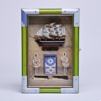 欧式美式田园挂件儿童家具木质地中海饰品时钟船形钥匙盒船型挂钟ZF2517