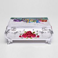 金属梳妆盒戒指盒首饰盒收纳盒复古创意玫瑰项链盒情侣礼物YZ--OO4