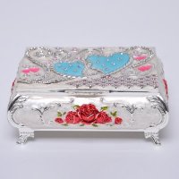 欧美合金工艺辛合金金边双心中首饰盒 YZ--185