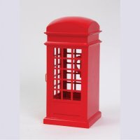 欧洲仿古 红色电话亭 音乐盒八音盒木质仿真家居摆设（不含木架费）MW-060A