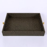 新款欧式茶盘 时尚托盘 黑底金花PU皮革木茶盘 家居果盘 酒店茶具YPX-WJTP