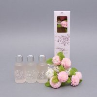 北欧宜家风格通草花无火香薰藤条香熏精油玻璃瓶带藤球F-03