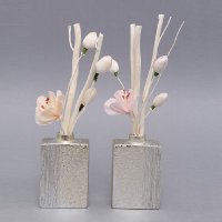 银色陶瓷瓶通草花多藤条挥发无火香薰套装含精油 礼物HW-222