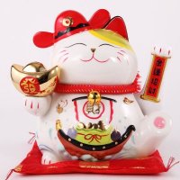 白色摇手财神元宝 办公室店铺开业福气创意礼品摆件 ZCM002