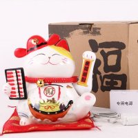 白色摇手财神算盘 办公室店铺开业福气创意礼品摆件 ZCM003